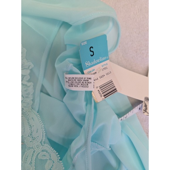 Vtg NWT! 1980's Shadowline Seafoam Green Nylon Babydoll Nightgown & Robe Set S - Picture 8 of 16